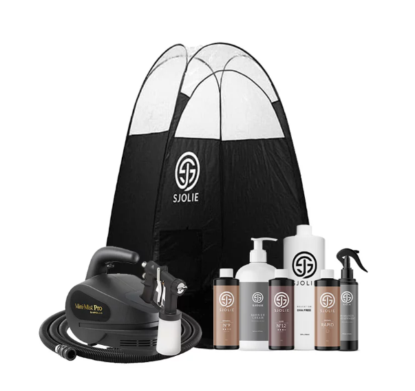 The Sjolie Apollo Mini Mist Professional Spray Tan Kit is a portable HVLP spray tan kit for new professionals and serious at-home users who want pro results. Rated for up to 25 to 35 tans per day